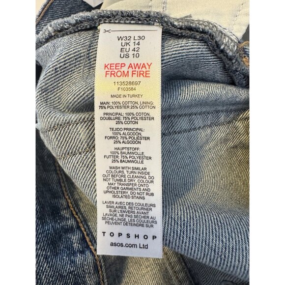 Topshop DAD Jeans Size 10 W32 L30 Button Fly Straight Leg NWT - Picture 9 of 13